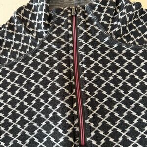 Smartwool NT250 Merino Wool 1/4 zip top in Black/White Geometric Size L
